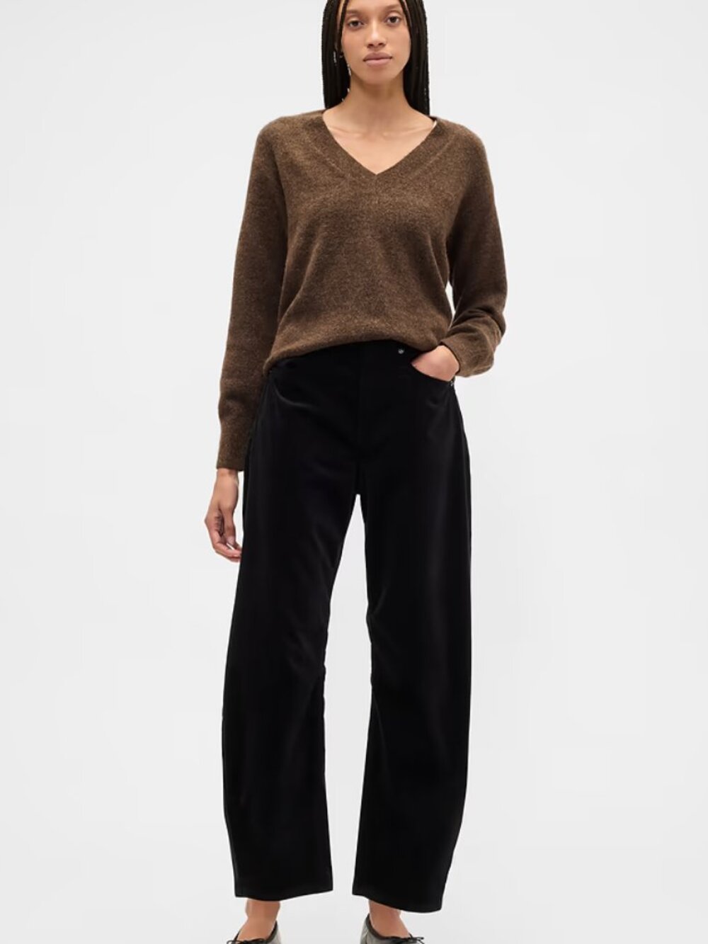 GAP Black High Rise Barrel Velvet Pants/NWT/27 SHORT